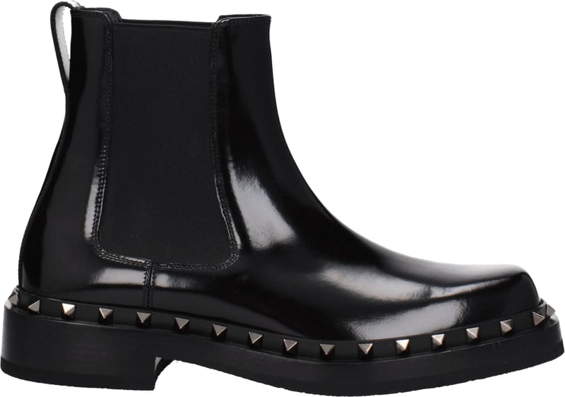 Valentino Garavani Black Leather Ankle Boots