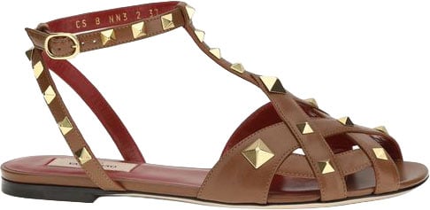 Valentino Garavani Brown Goatskin Strap-On Sandals