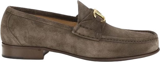 Valentino Garavani Brown Calf Leather Bos Taurus Slip-On Loafers