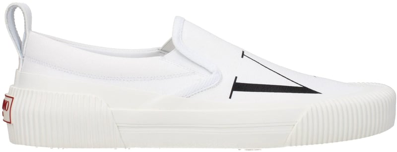 Valentino Garavani White Fabric Slip-On Loafers