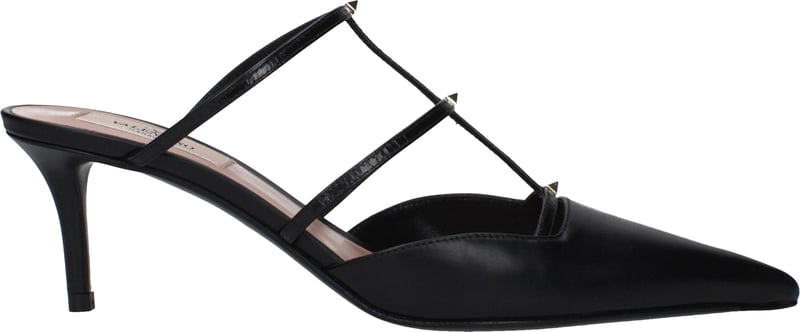 Valentino Garavani Black Leather Flat Sandals