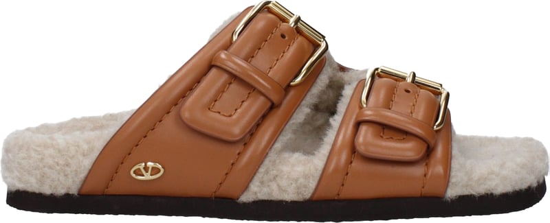 Valentino Garavani Brown Leather Slippers