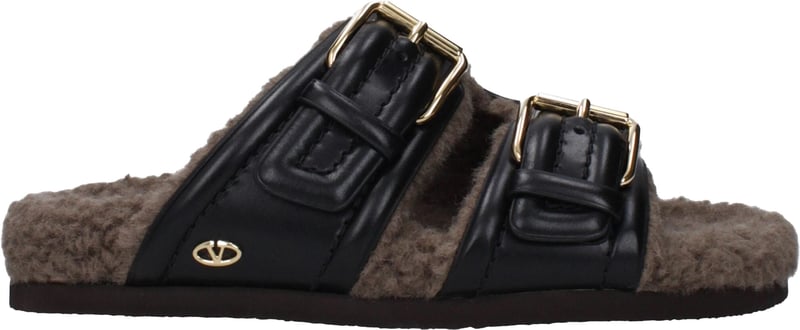 Valentino Garavani Black Leather Slippers