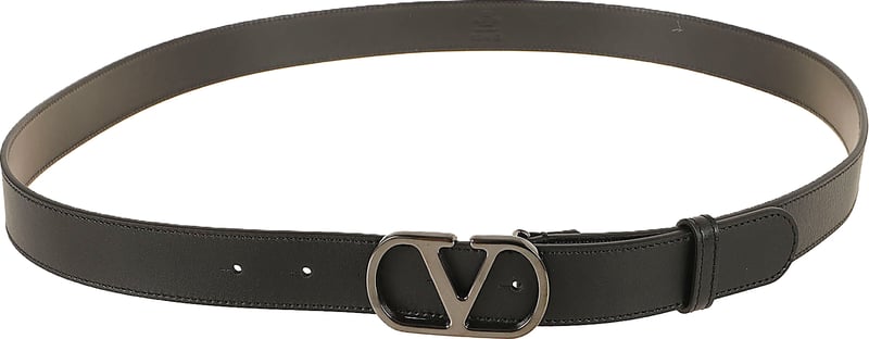 VALENTINO GARAVANI BELT H. 30 | VLOGO SIGNATURE | BOX CALF S./BLACK RUTHENIUM LOGO