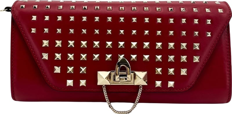 Valentino Garavani Demilune Clutch Studded Leather