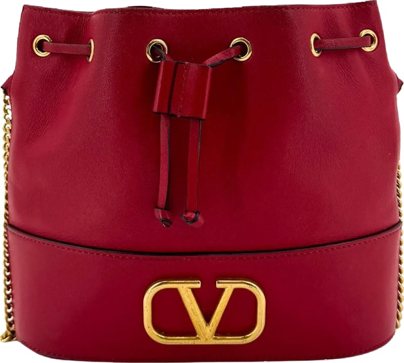 Valentino Garavani VLogo Drawstring Bucket Leather