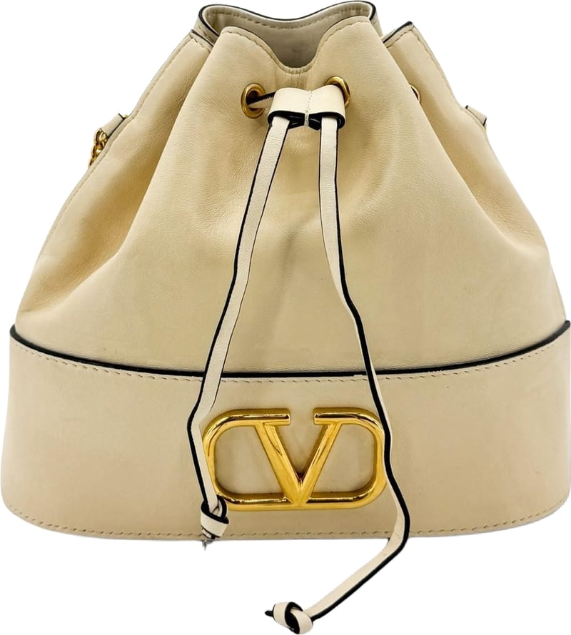 Valentino Garavani VLogo Drawstring Bucket Leather