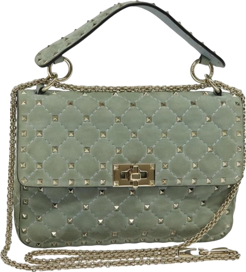Valentino Garavani Rockstud Spike Flap Quilted Suede Medium