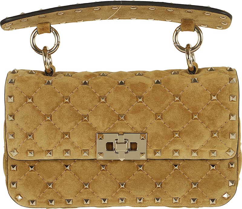 VALENTINO GARAVANI SMALL SHOULDER BAG | ROCKSTUD SPIKE | SUEDE S./PLATINUM STUDS