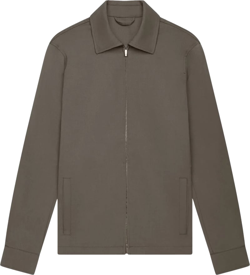 Valenza Wool Stretch Zip Overshirts Taupe 1190