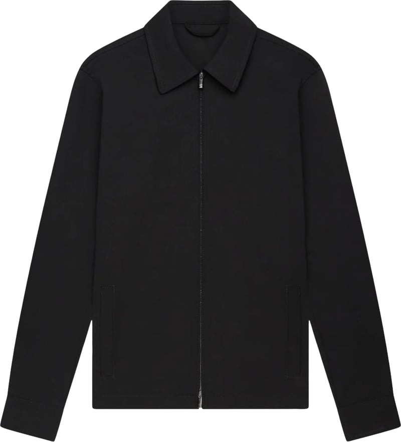 Valenza Wool Stretch Zip Overshirts Zwart 1190