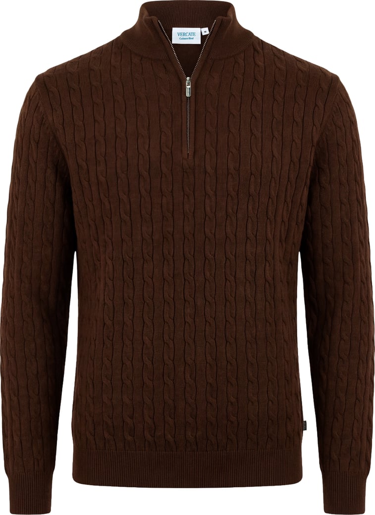 Half Zip - Cashmere Blend - Cognac Bruin