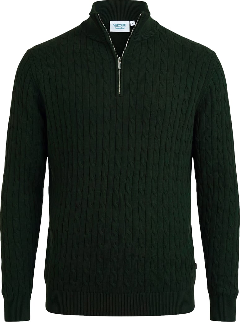 Half Zip - Cashmere Blend - Donkergroen