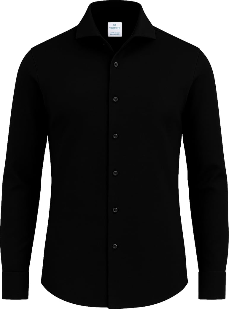 Strijkvrij Overhemd - Japanese Knitted - Zwart