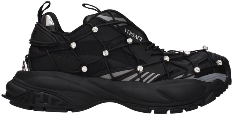 Versace Black Fabric Chunky Sneakers