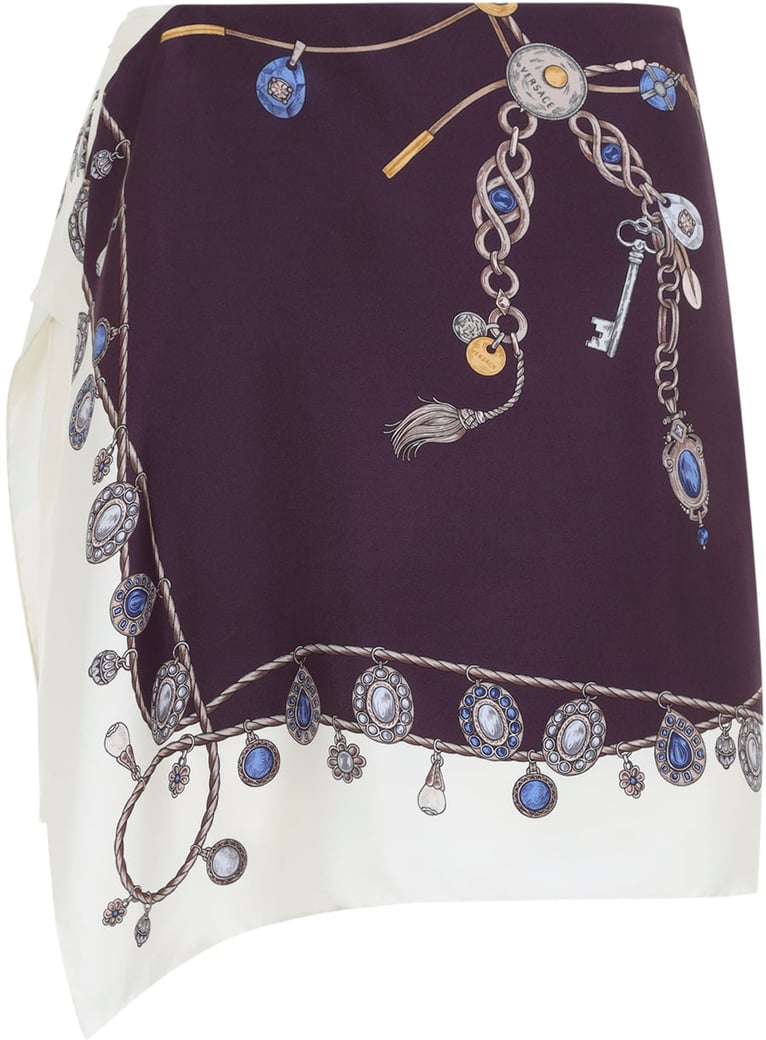 Versace Silk Stolen Jewels Skirt