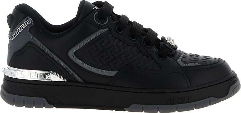 Versace Black Calfskin Athletic Sneakers