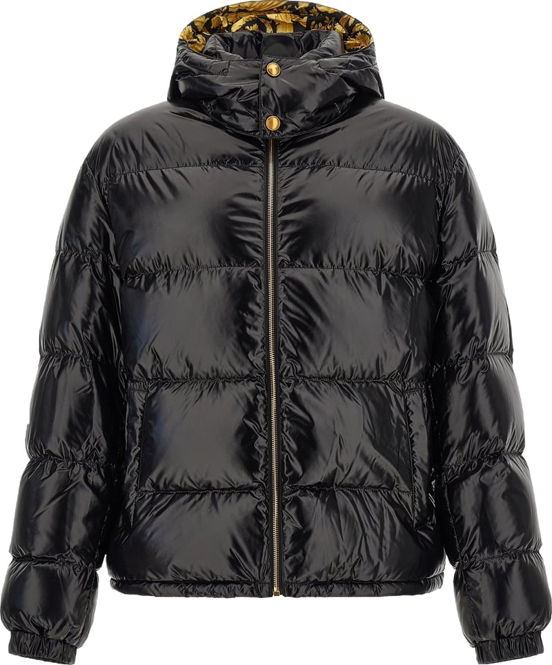 Versace Black Nylon Full-Length Jacket