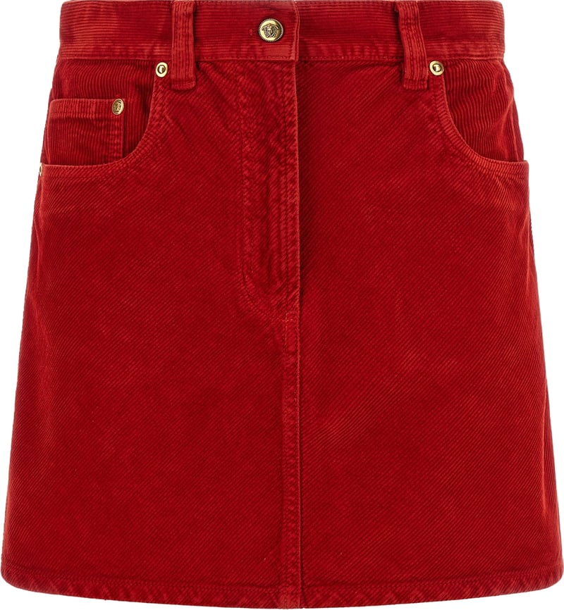 Versace Red Cotton Long Skirt