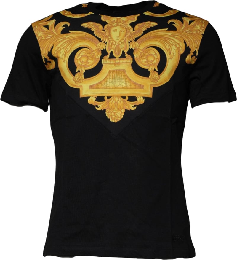 Versace Black Medusa Print Cotton Crew Neck T-shirt
