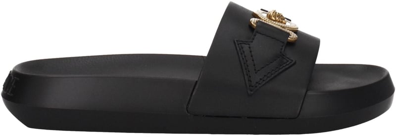 Versace Black Leather Slippers