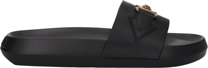 Versace Black Leather Slippers