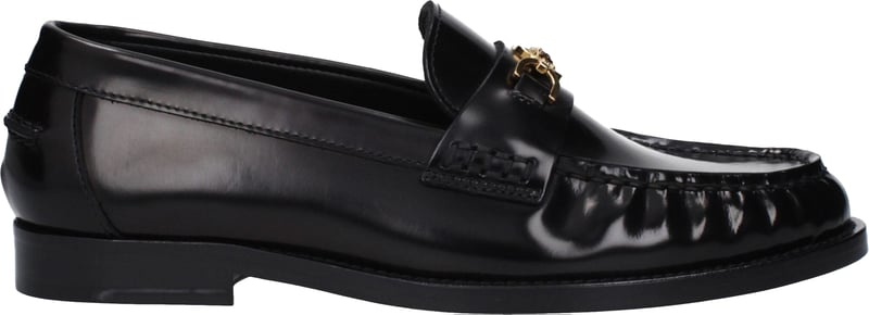 Versace Black Leather Slip-On Loafers