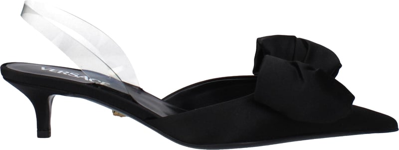 Versace Black Satin Flat Sandals