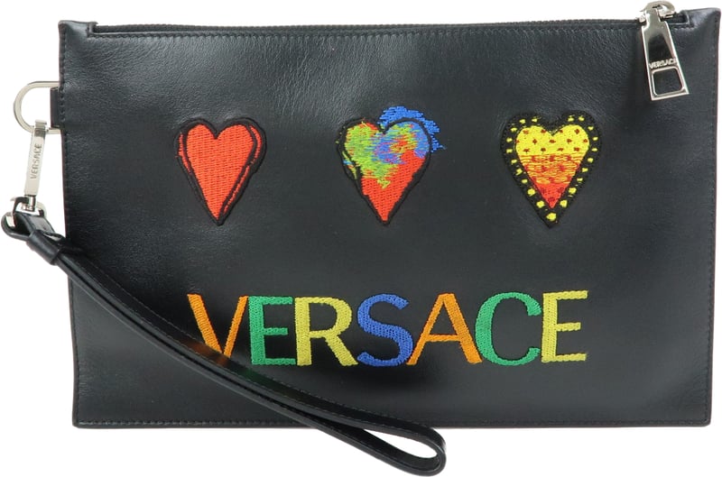 Versace Wristlet Printed Leather Medium