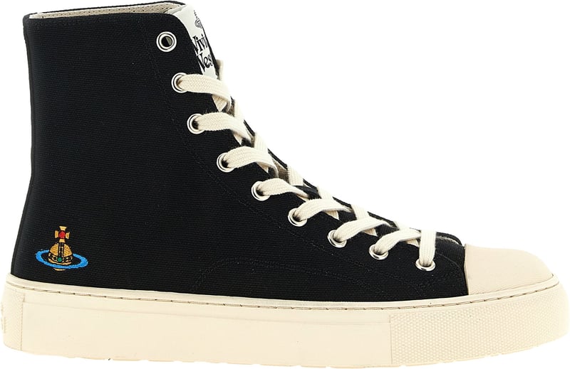 Vivienne Westwood Bicolor Cotton High Top Sneakers