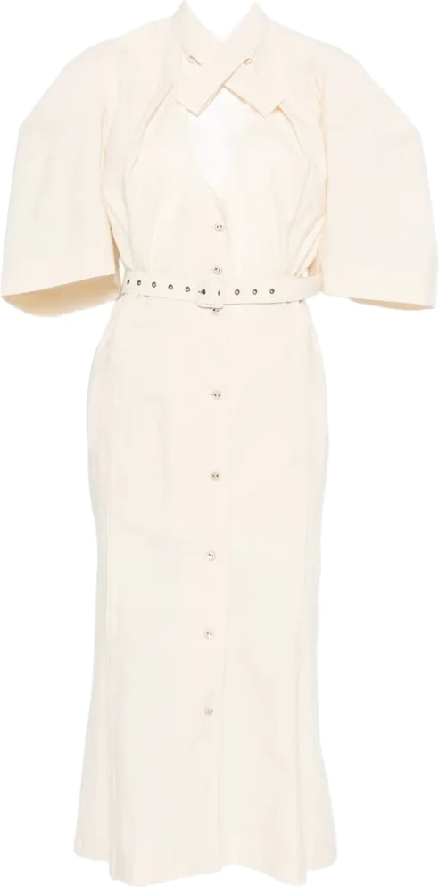 Belted Loop Midi Dress Cream