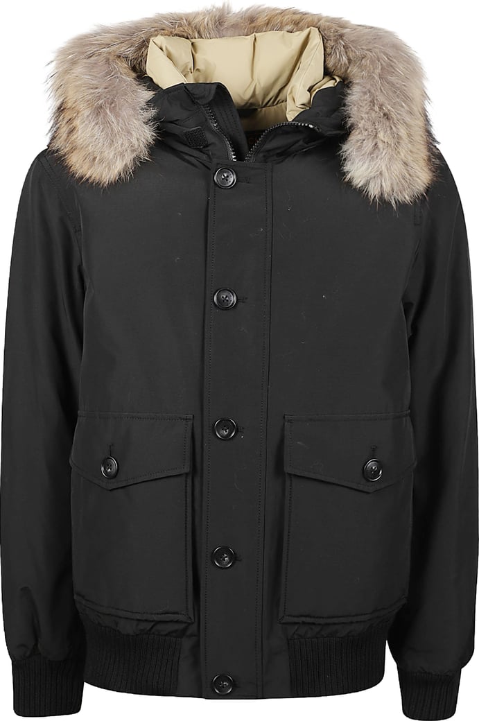 Polar Detachable Fur Bomber Jacket Black