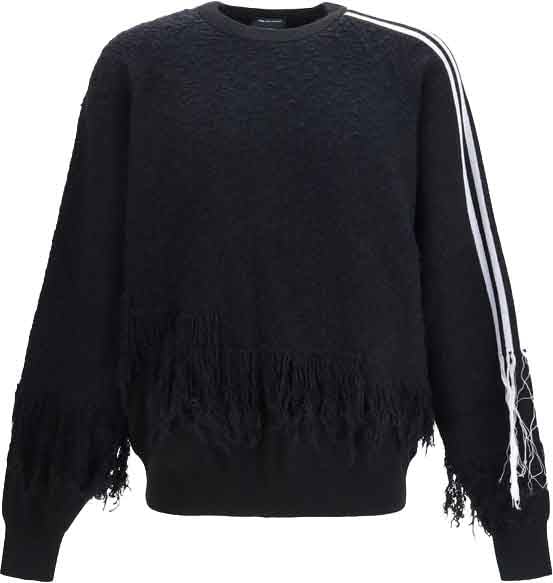 Black Three-Stripe Textured Knit Sweater