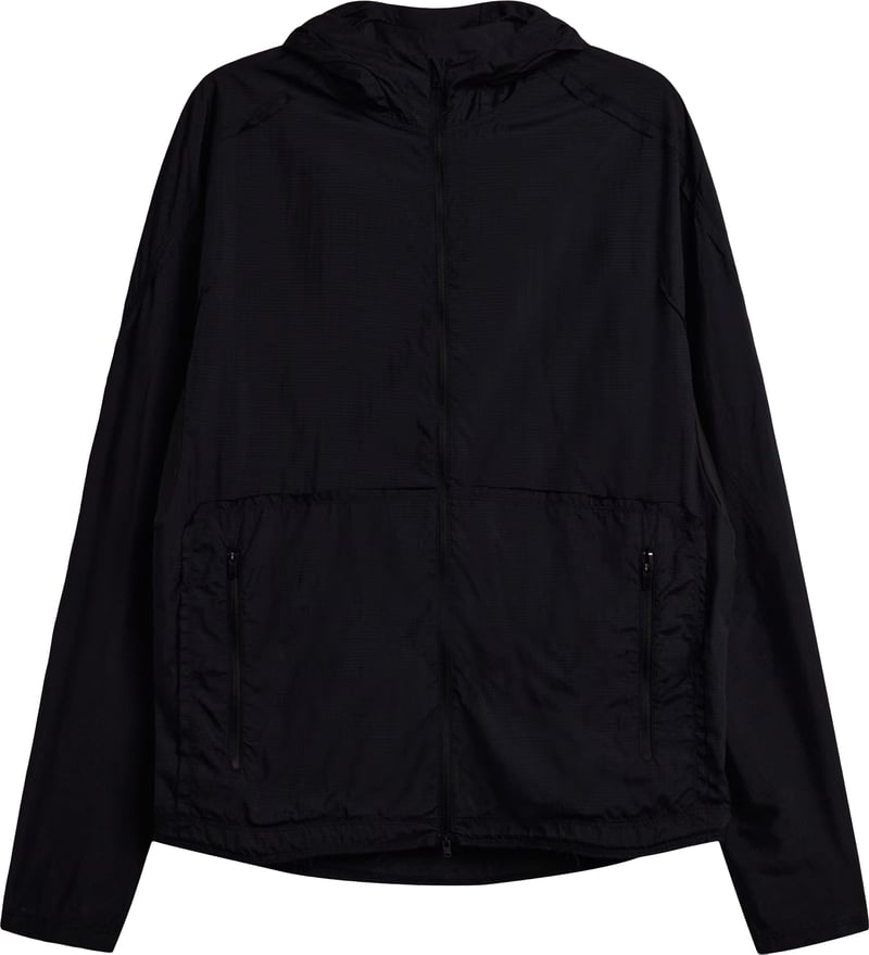 Sleek Black Hooded Polyamide Sports Jacket