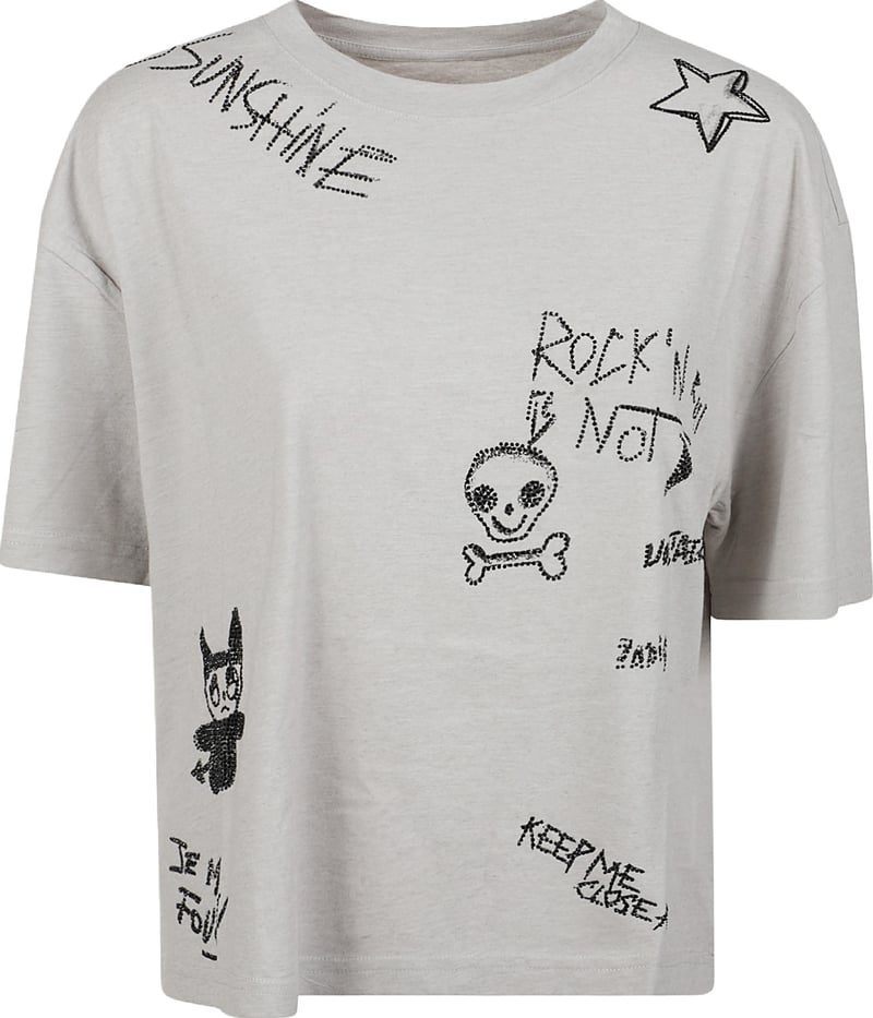 Taida Strass Multi Happy T-shirt Grey