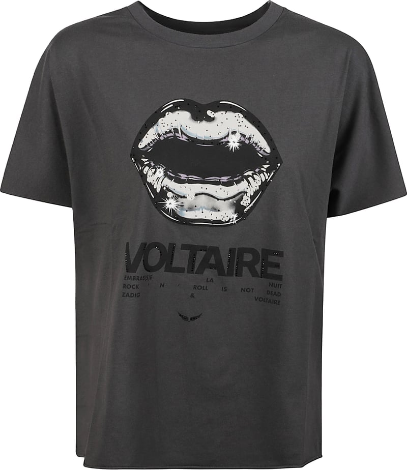 Tommer Strass Tour Lips T-shirt Grey