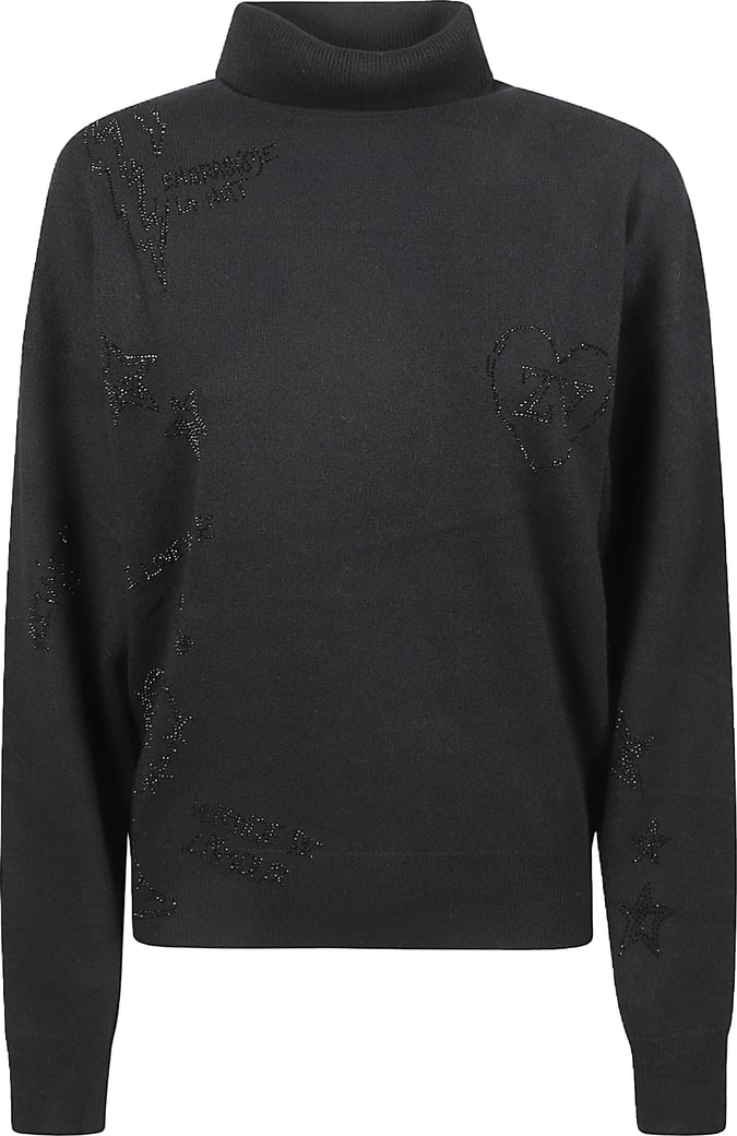 Souly Strass Multidraw Turtle Neck Sweater Black