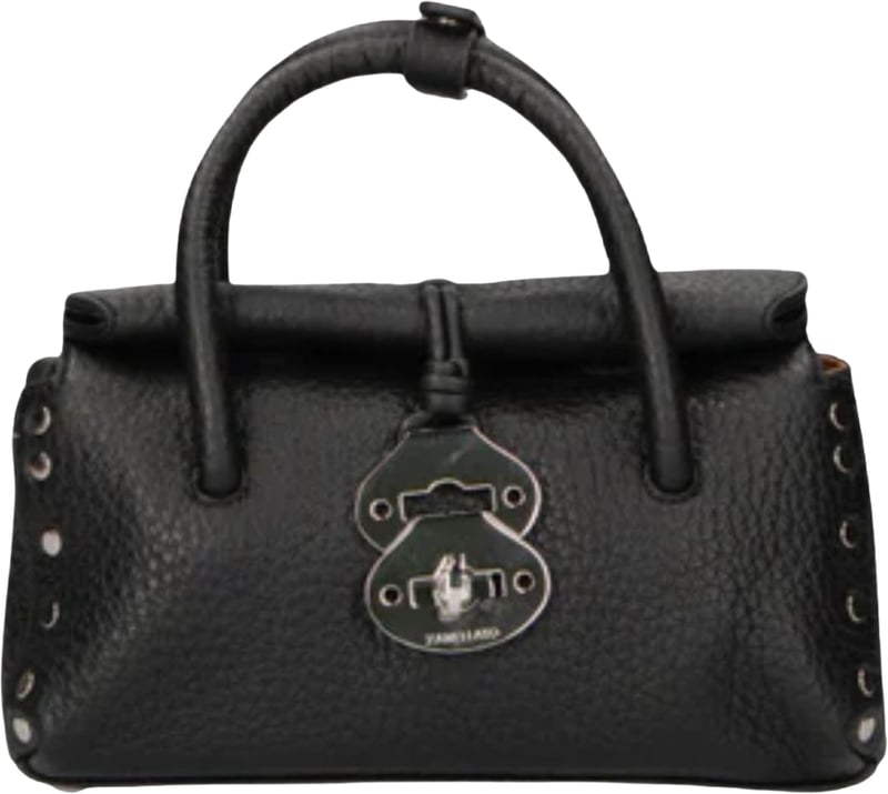 Textured Leather Tote Bag with Silver-tone Clasp