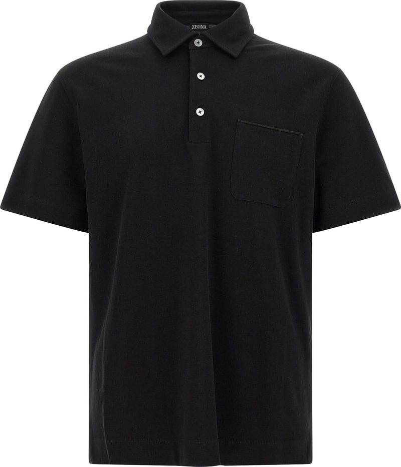 ZEGNA Black Cotton Polo Shirt