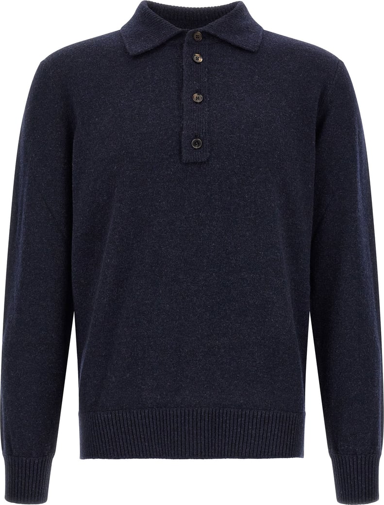 ZEGNA Blue Wool Polo Shirt