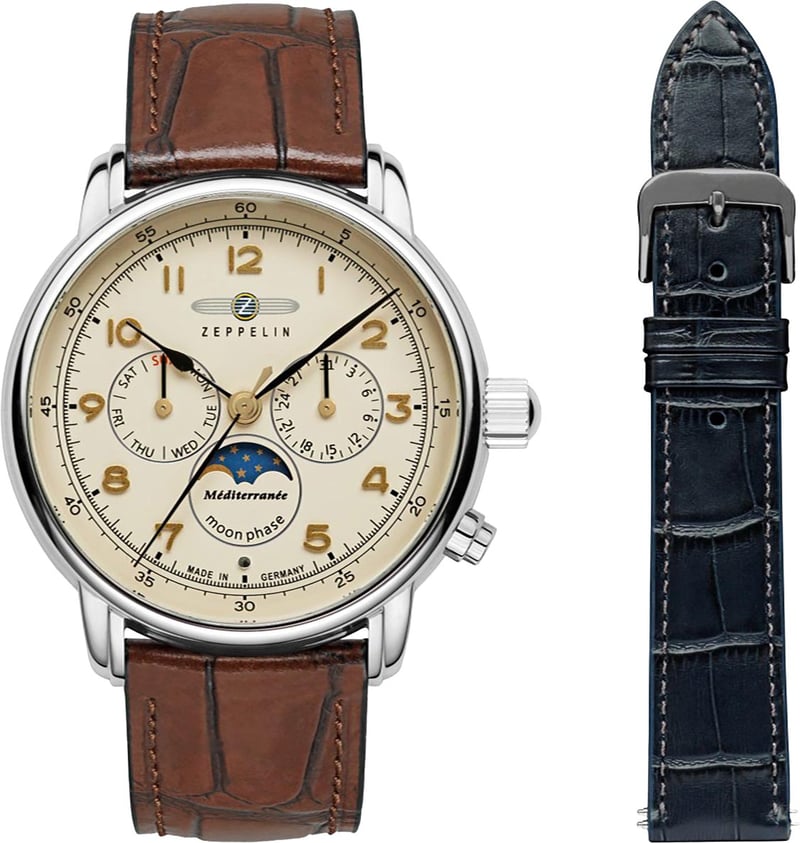 9636-5-SET Méditerranée maanfase horloge met extra band