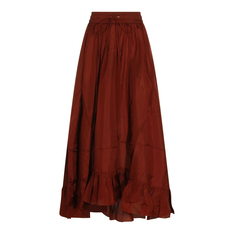 Flowing Maxi Skirt With Ruffled Hem And Gathered Waistband
