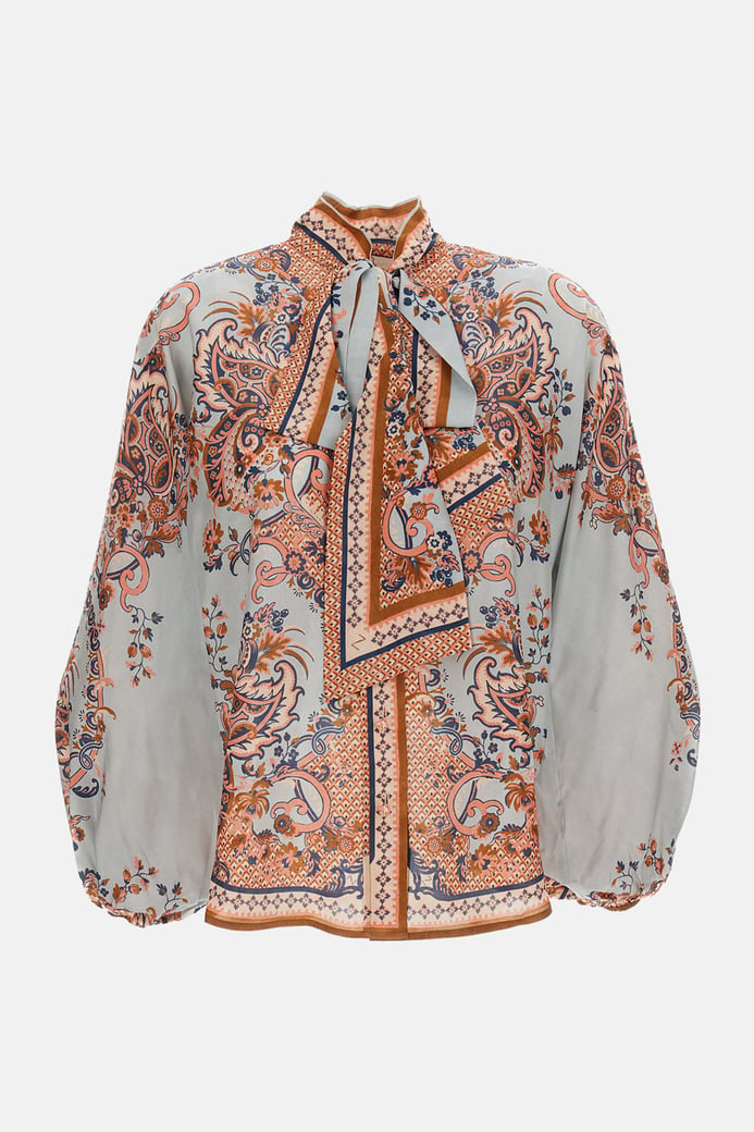 Aster Intricate Floral Silk Blouse