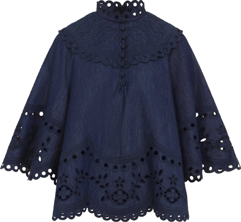 Zimmermann Mahon Broderie Denim Top