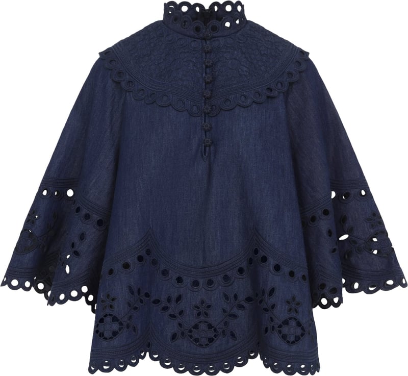 Zimmermann Mahon Broderie Denim Top