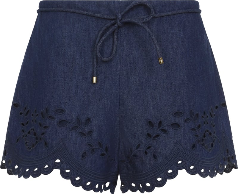 Zimmermann Mahon Broderie Denim Short