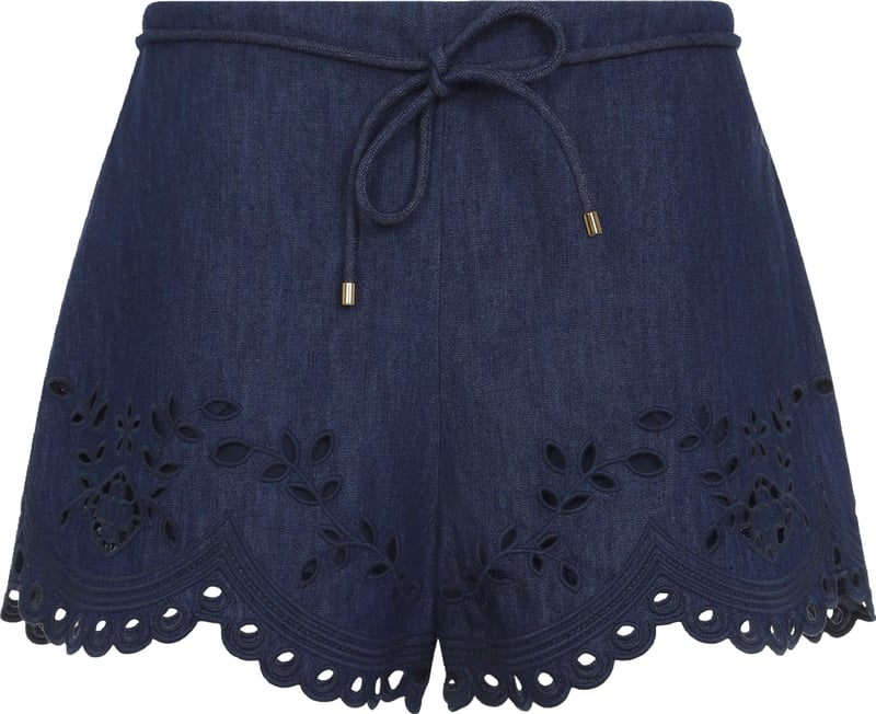 Zimmermann Mahon Broderie Denim Short